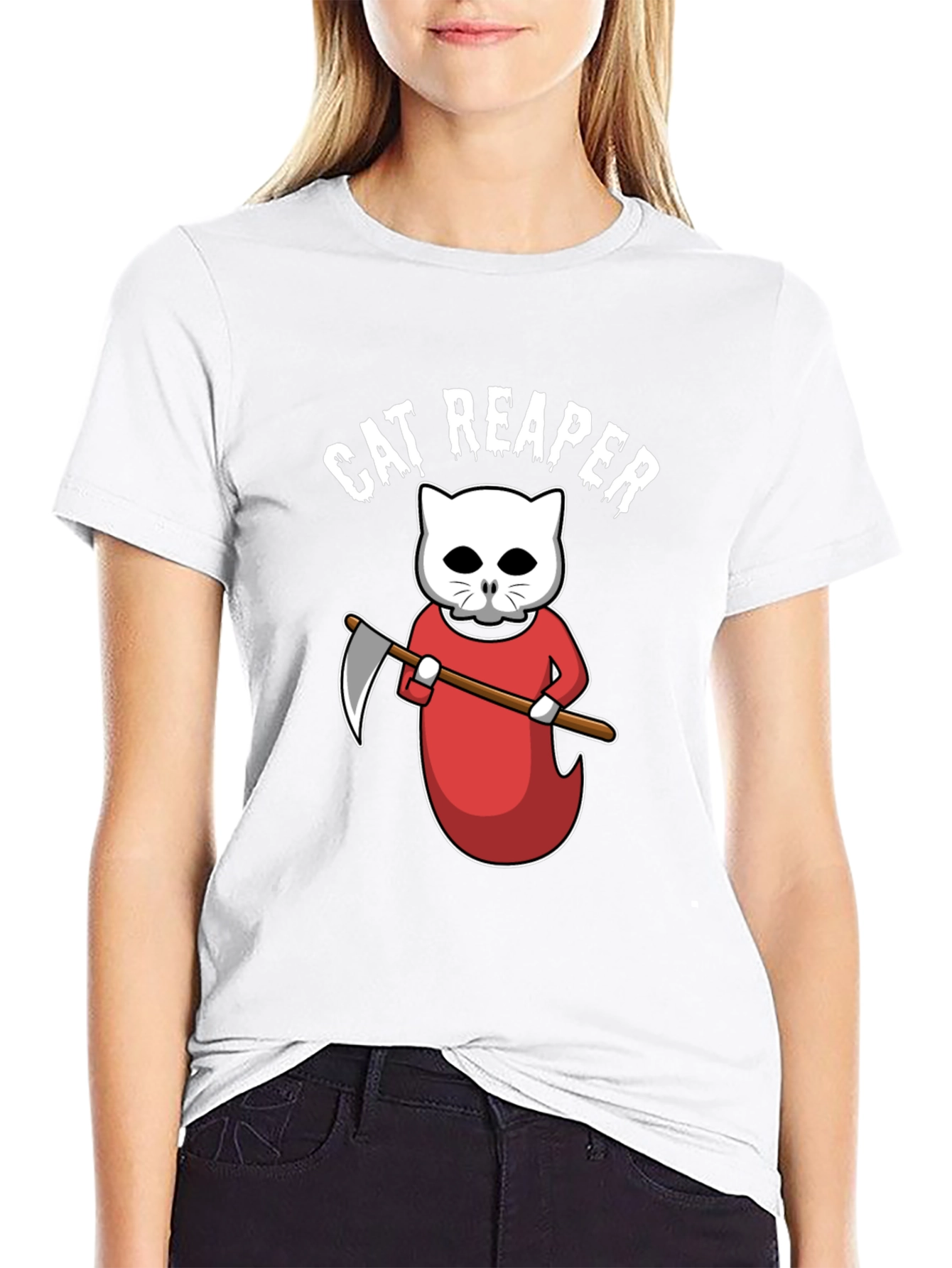 Cat Reaper T-Shirt - Funny Halloween Tee