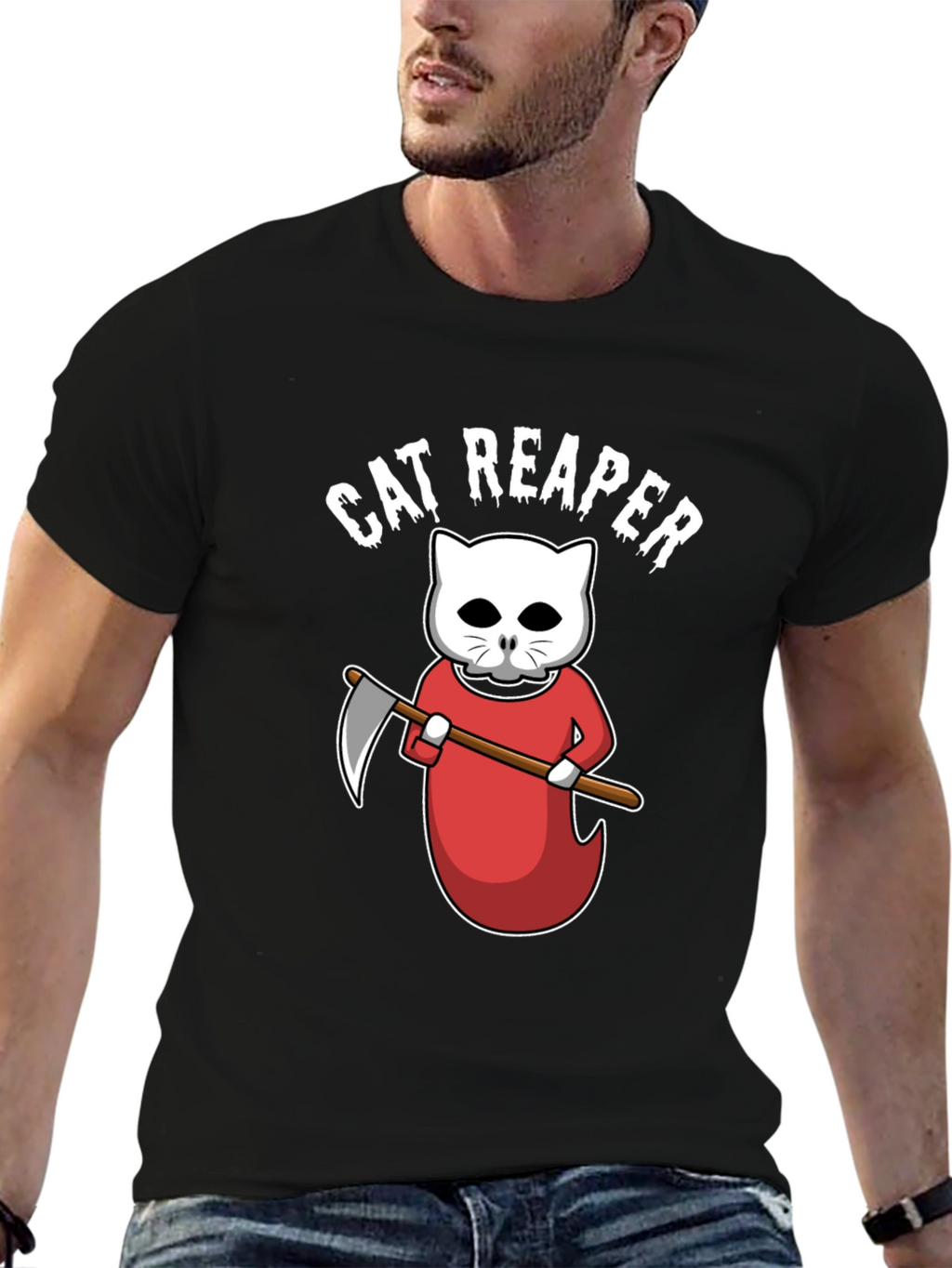 Cat Reaper T-Shirt - Funny Halloween Tee