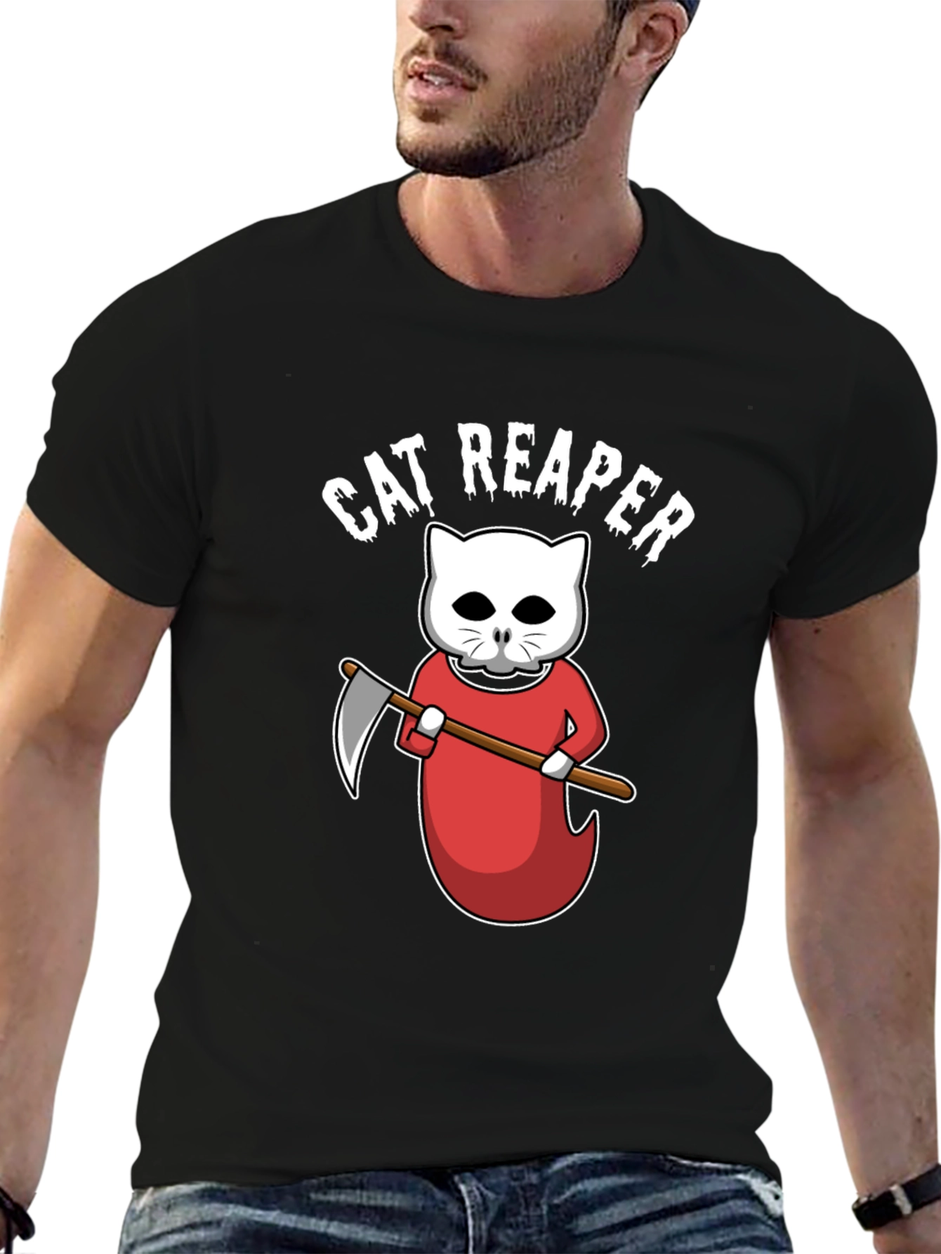 Cat Reaper T-Shirt - Funny Halloween Tee