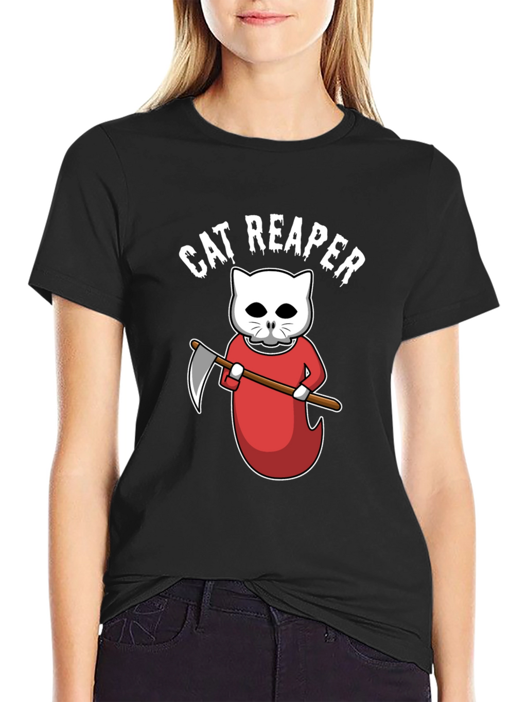 Cat Reaper T-Shirt - Funny Halloween Tee