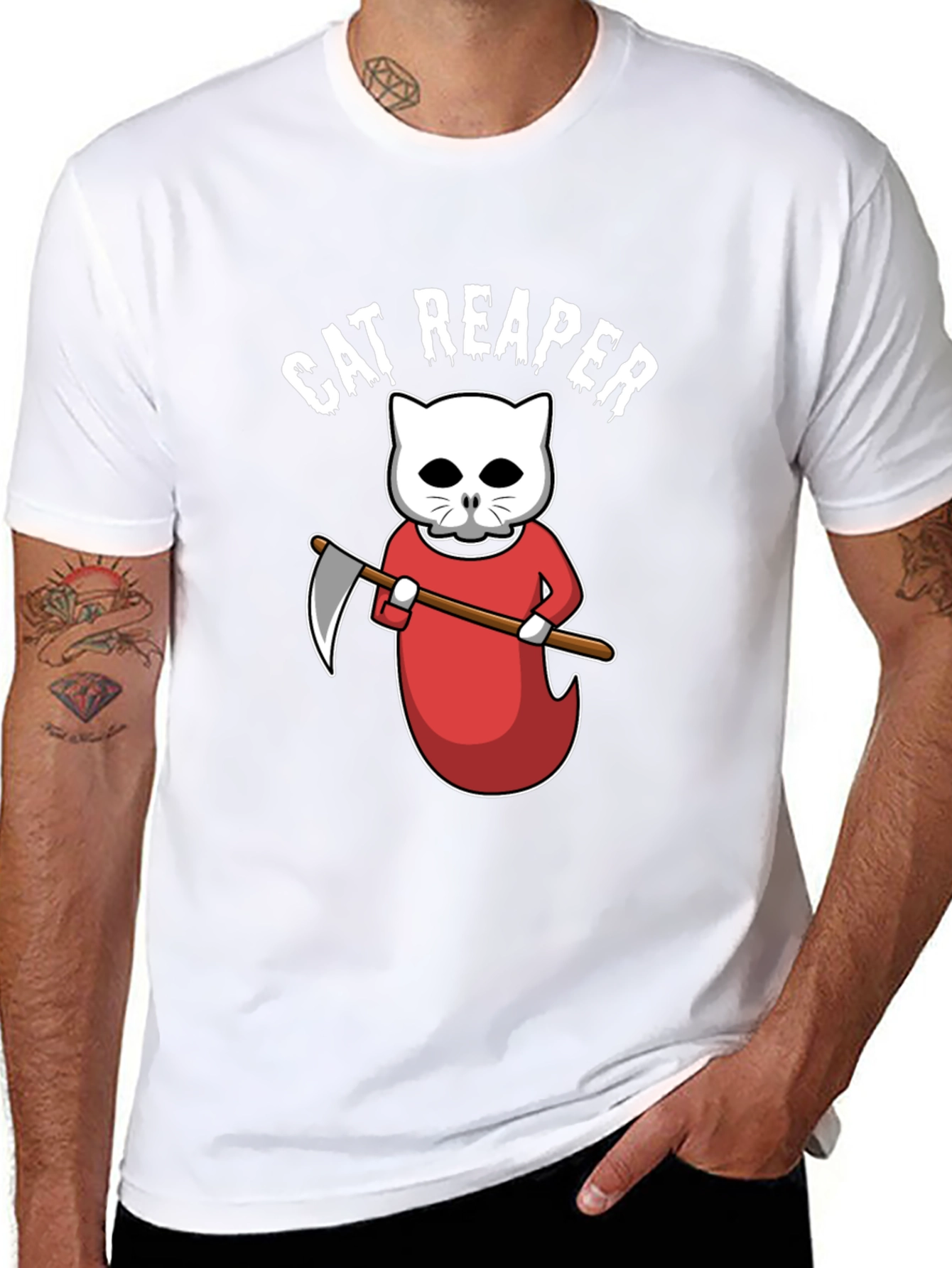Cat Reaper T-Shirt - Funny Halloween Tee