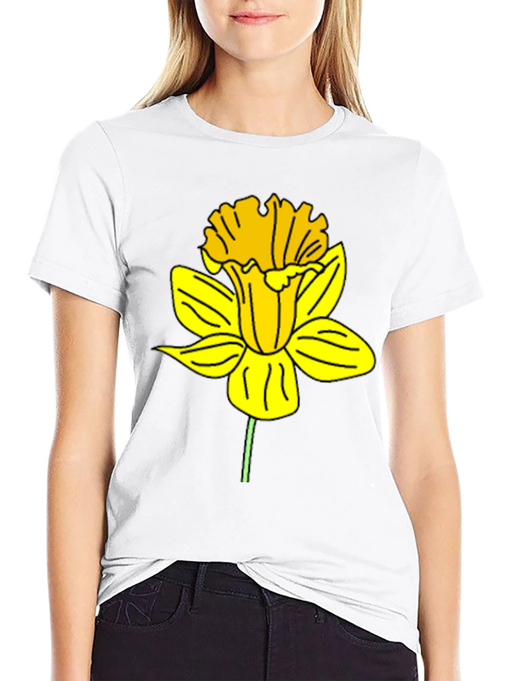Daffodil Graphic Print Black T-Shirt