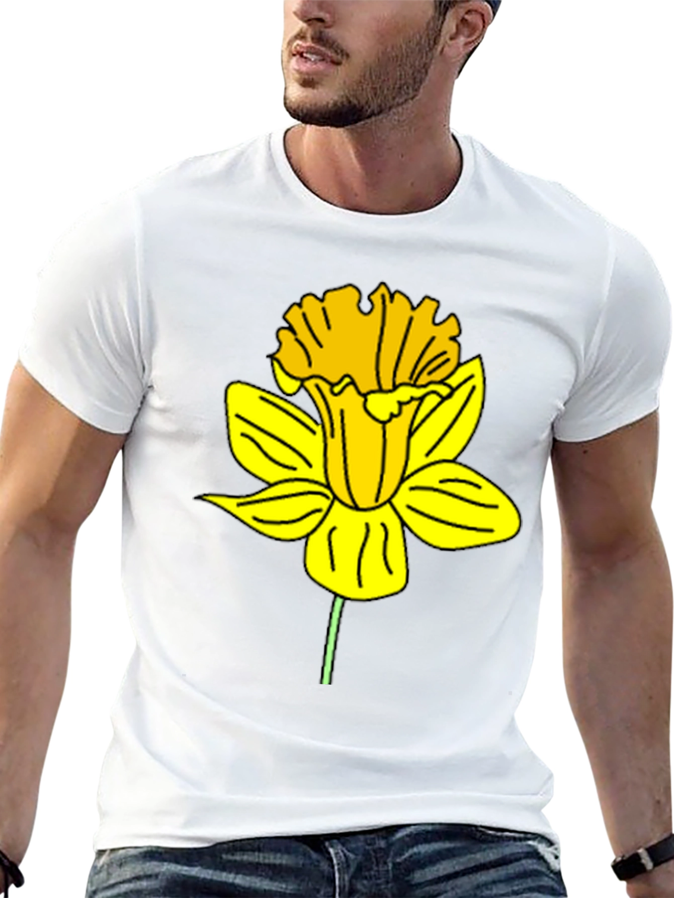 Daffodil Graphic Print Black T-Shirt