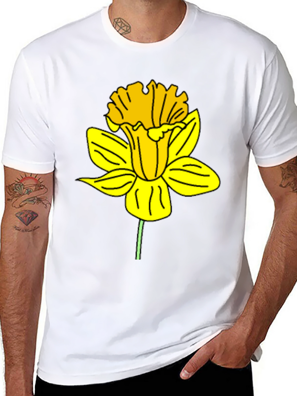 Daffodil Graphic Print Black T-Shirt