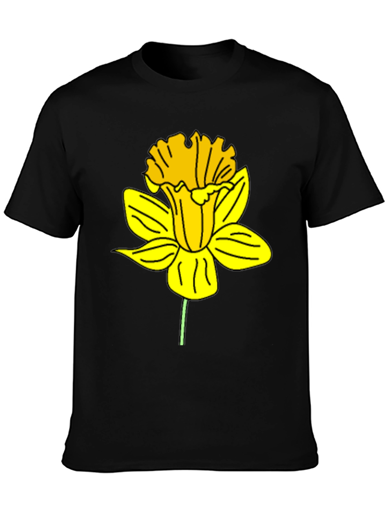 Daffodil Graphic Print Black T-Shirt