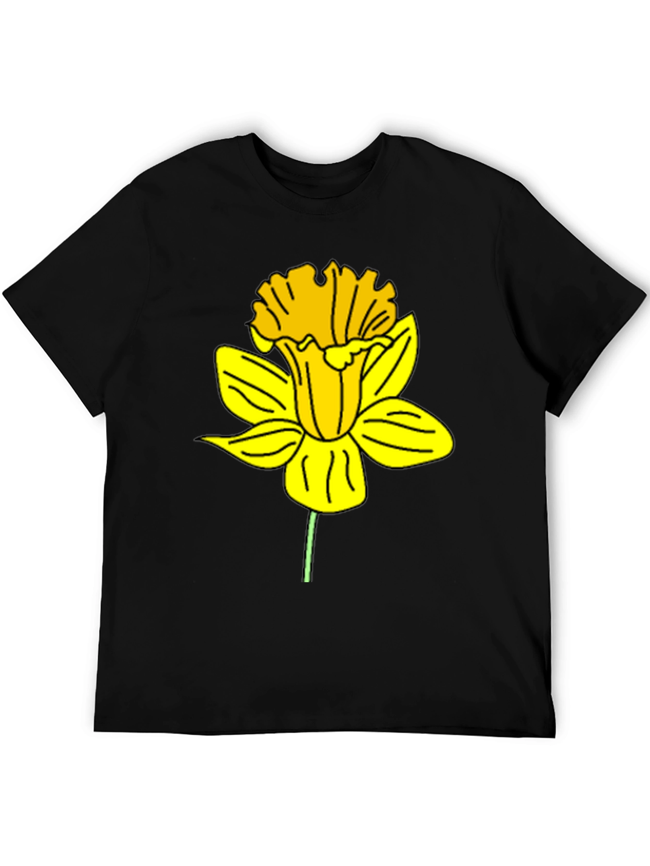Daffodil Graphic Print Black T-Shirt
