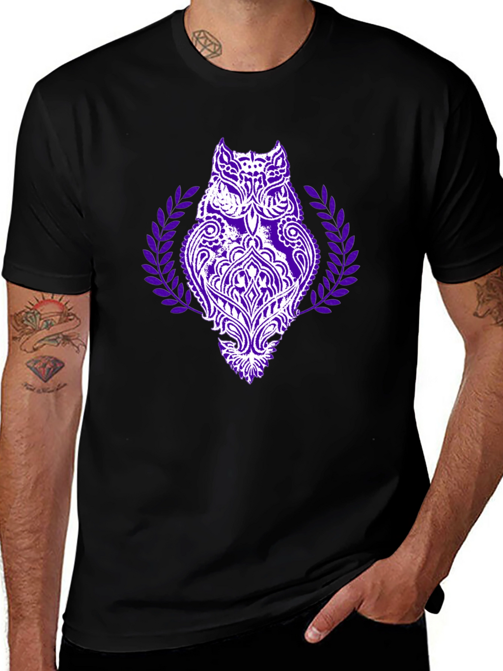 Owl Mandala Black Graphic Tee