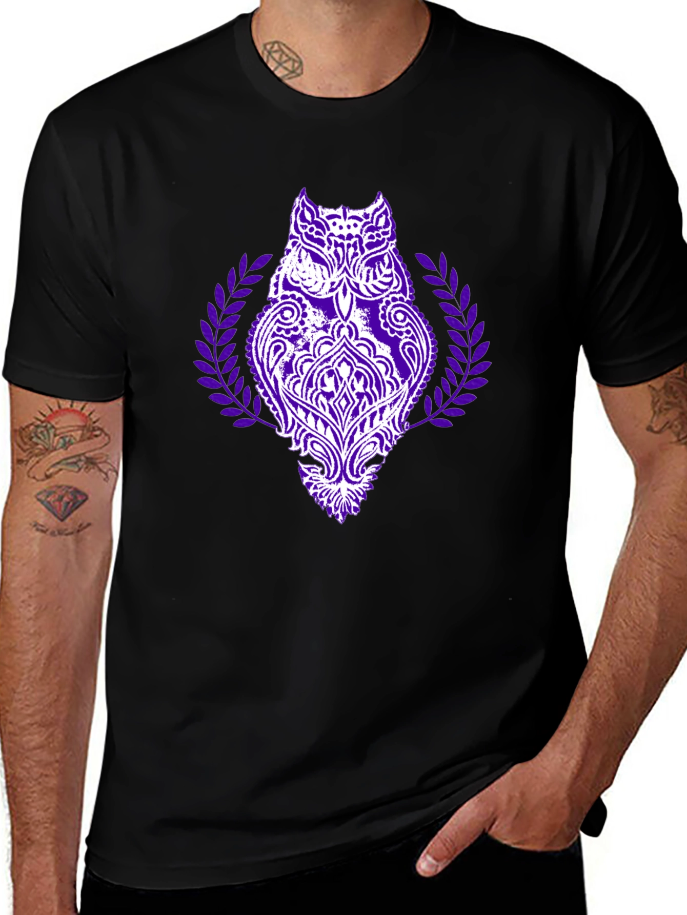 Owl Mandala Black Graphic Tee