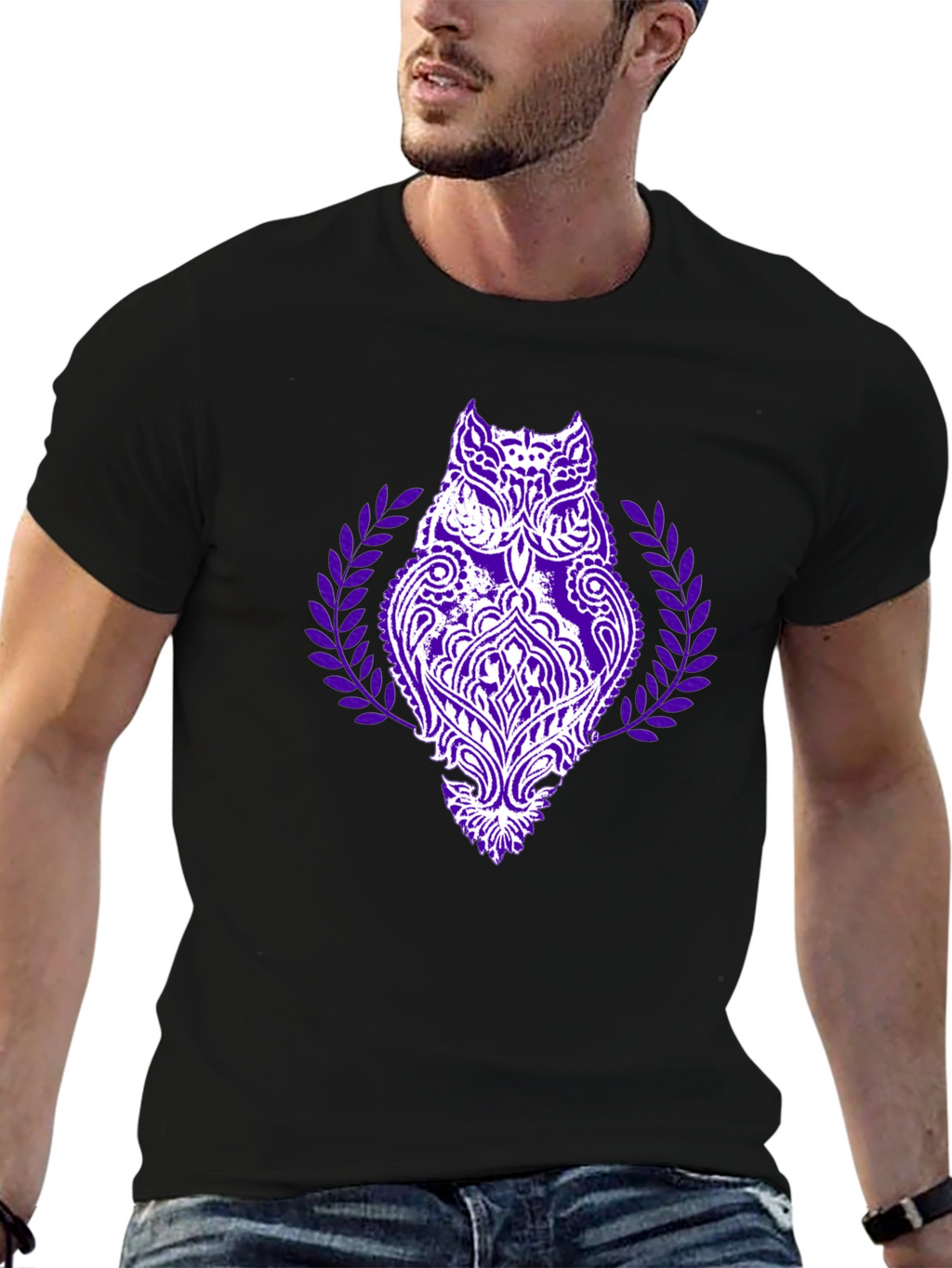 Owl Mandala Black Graphic Tee
