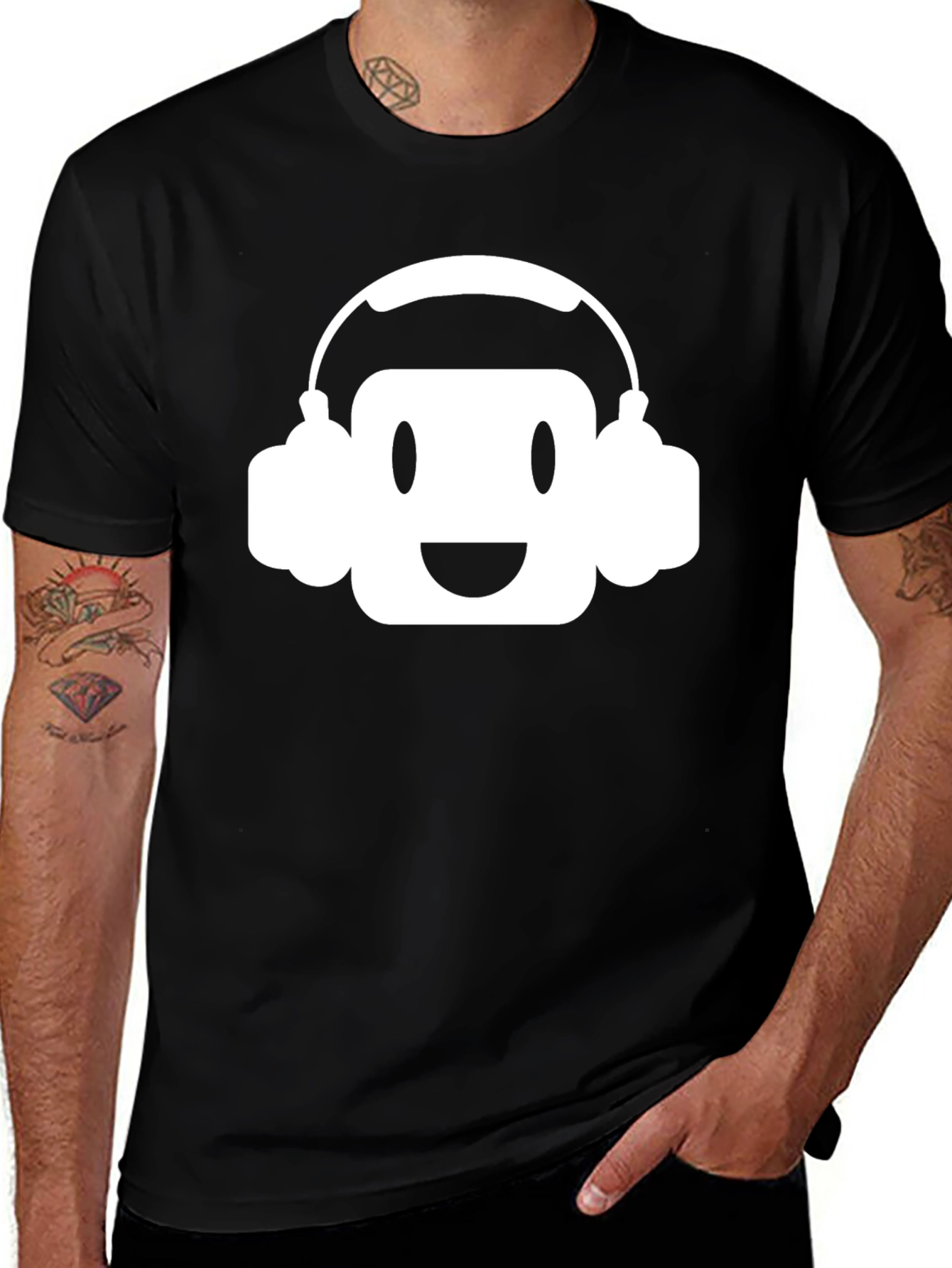 DJ Emoji Graphic Tee - Black Cotton T-Shirt