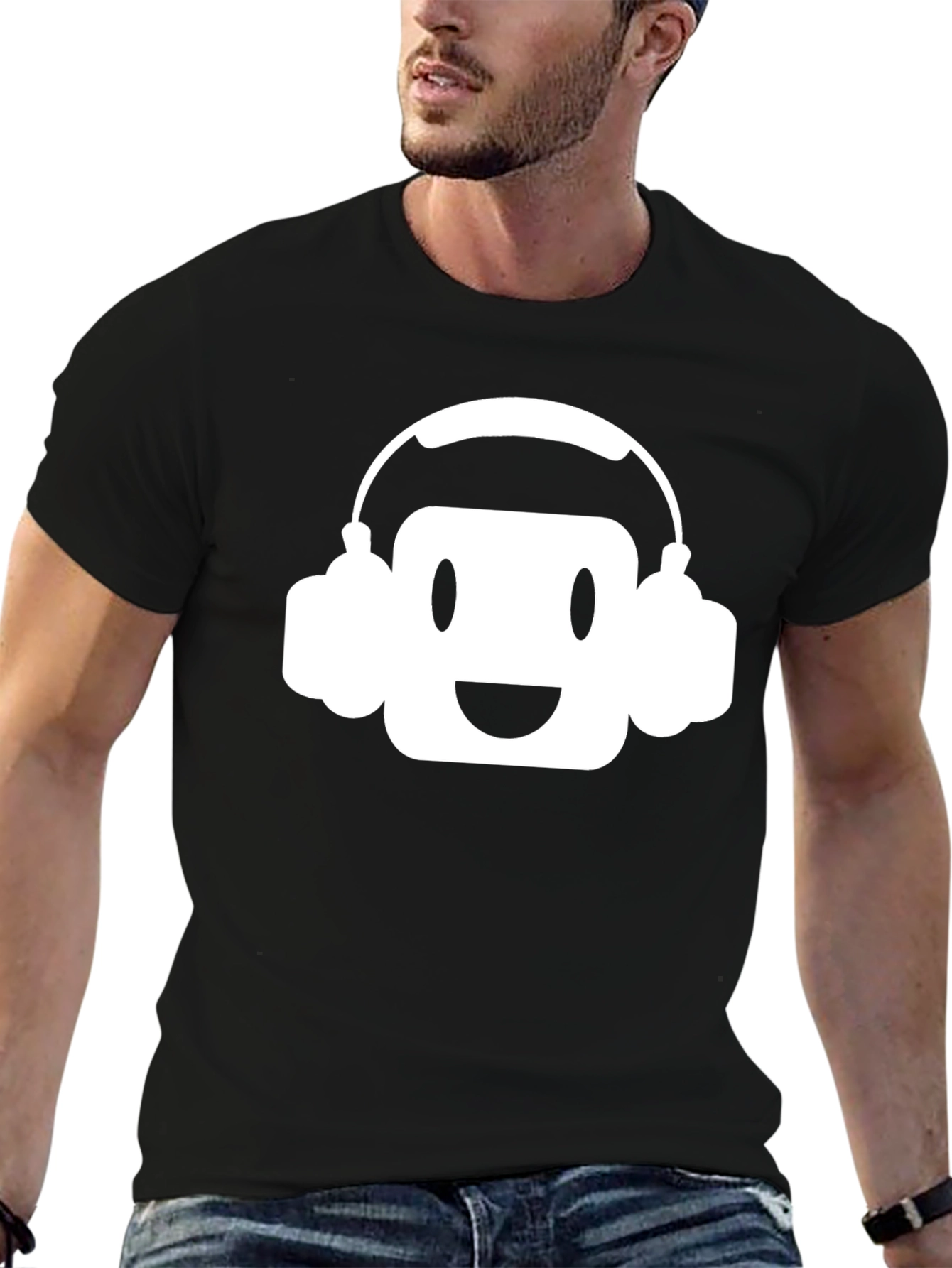 DJ Emoji Graphic Tee - Black Cotton T-Shirt