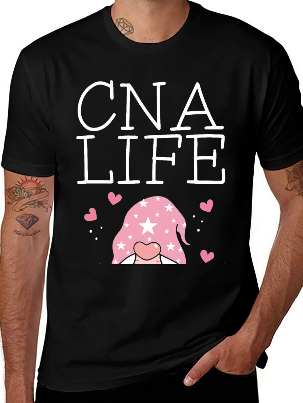 CNA Life Gnome Heart T-Shirt - Black