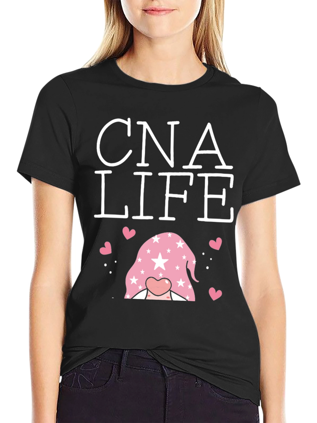 CNA Life Gnome Heart T-Shirt - Black