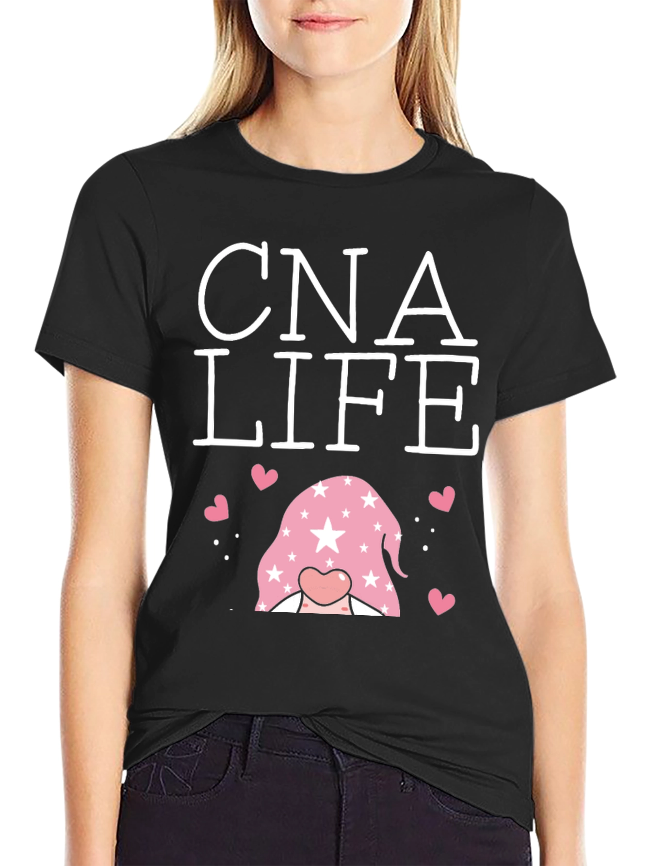 CNA Life Gnome Heart T-Shirt - Black