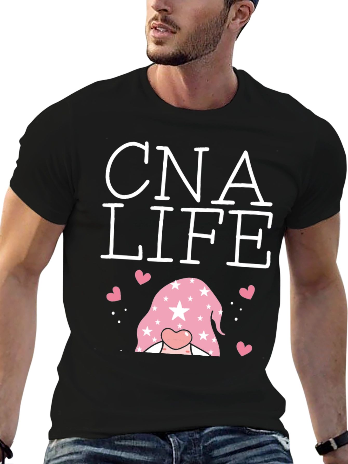 CNA Life Gnome Heart T-Shirt - Black