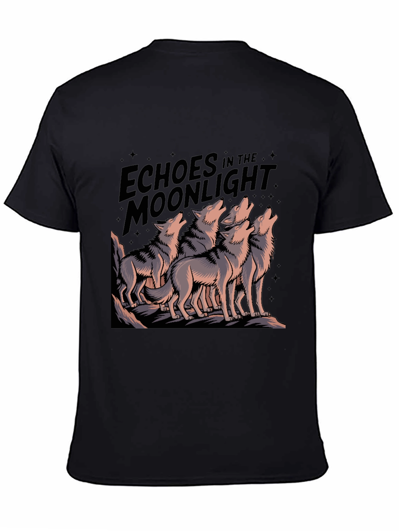 Echoes Moonlight Wolf Pack Black T-Shirt