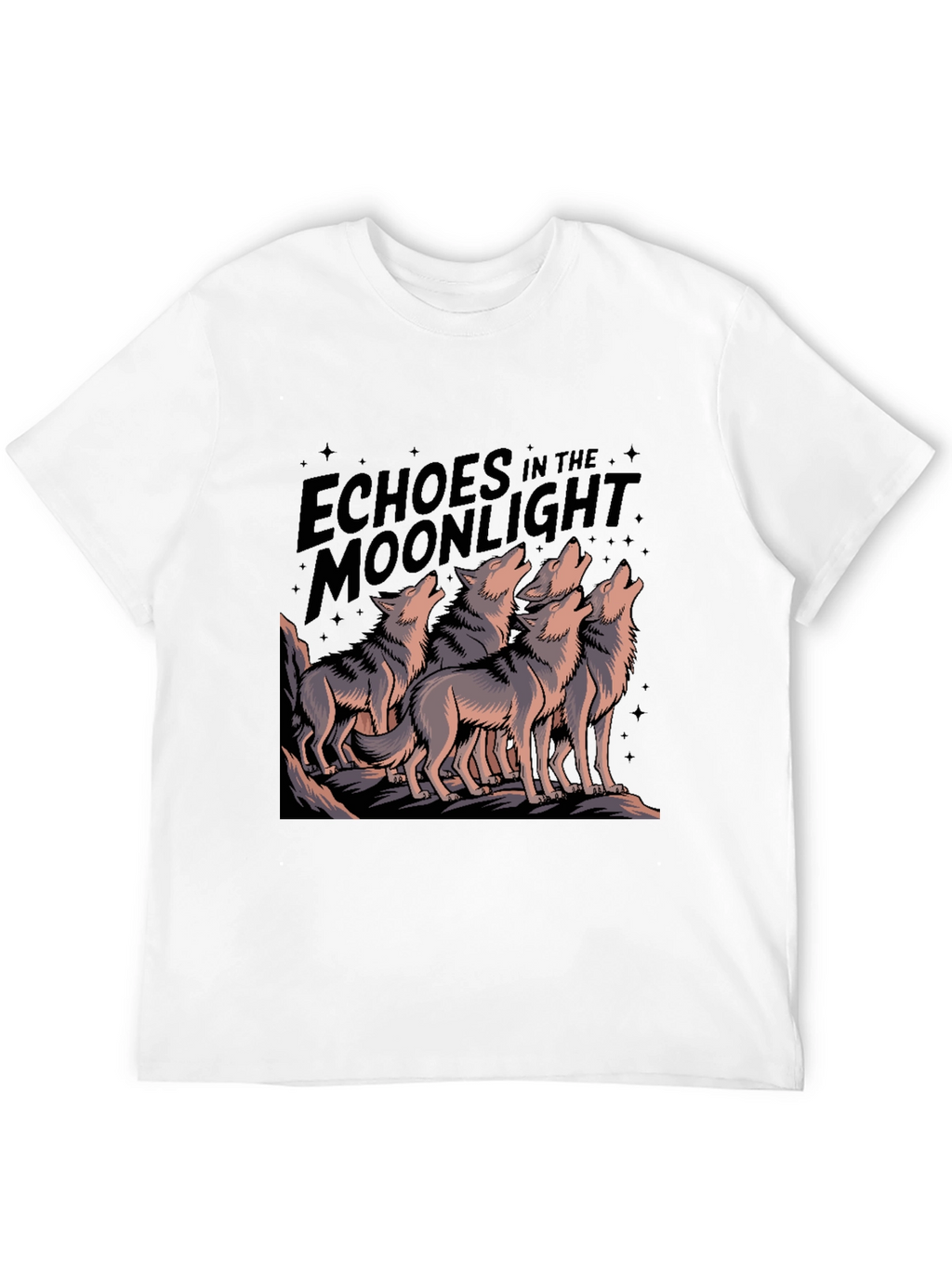 Echoes Moonlight Wolf Pack Black T-Shirt