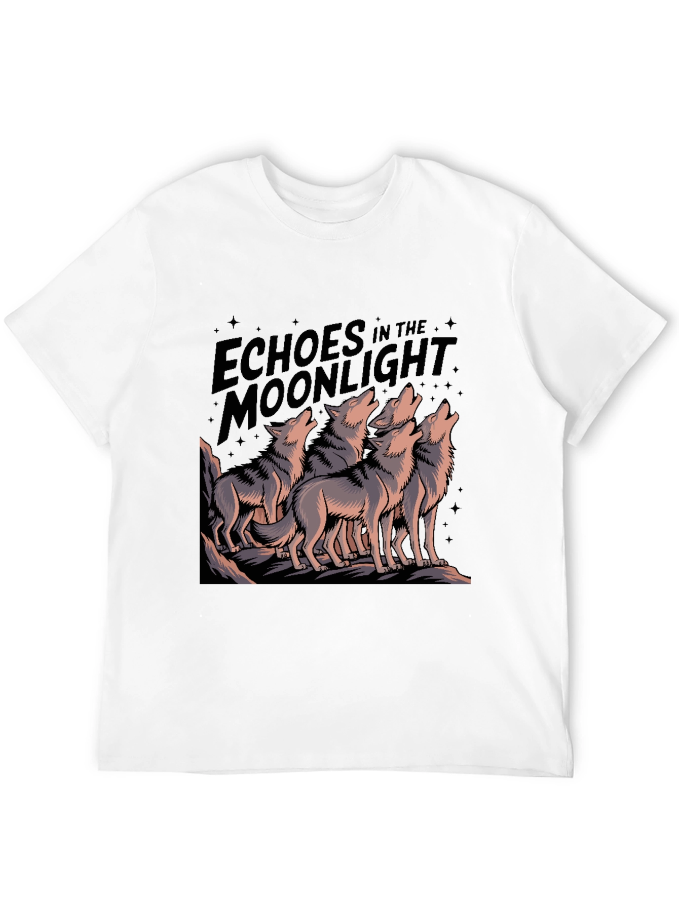 Echoes Moonlight Wolf Pack Black T-Shirt
