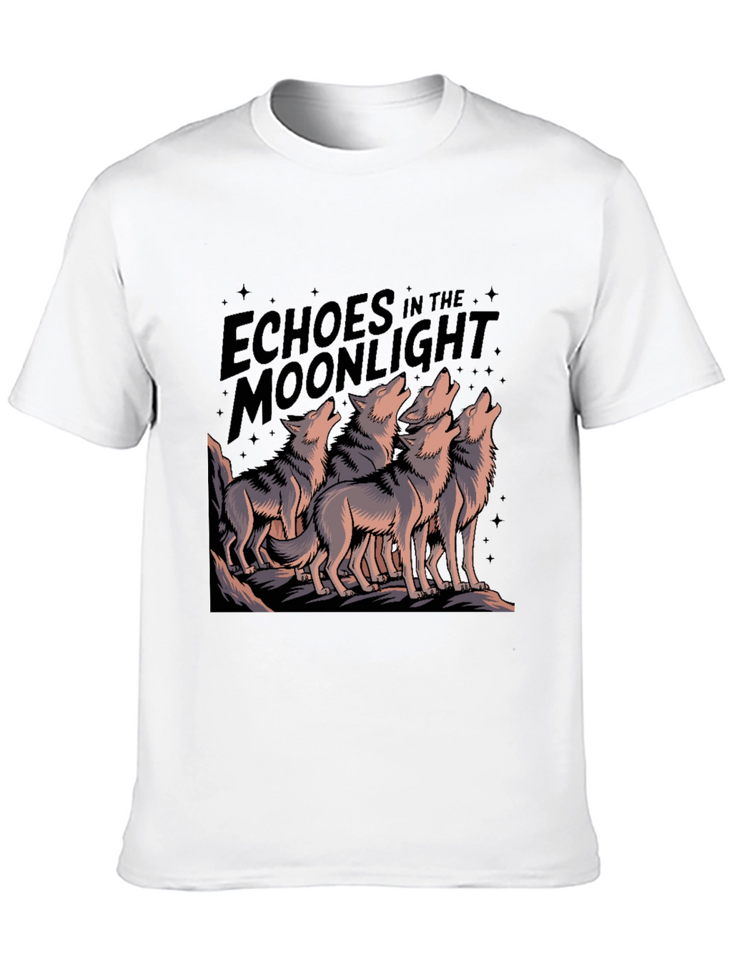 Echoes Moonlight Wolf Pack Black T-Shirt