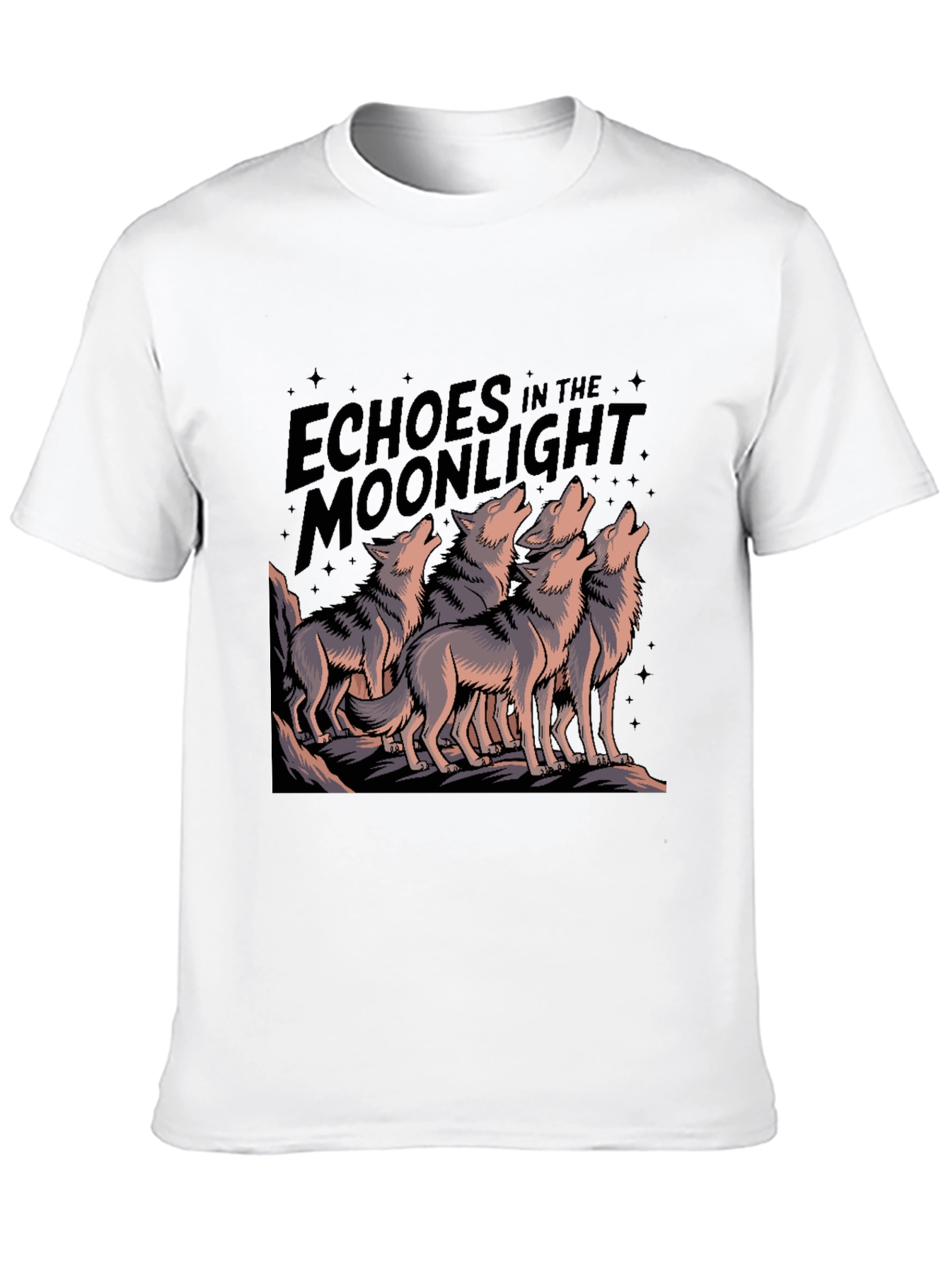 Echoes Moonlight Wolf Pack Black T-Shirt