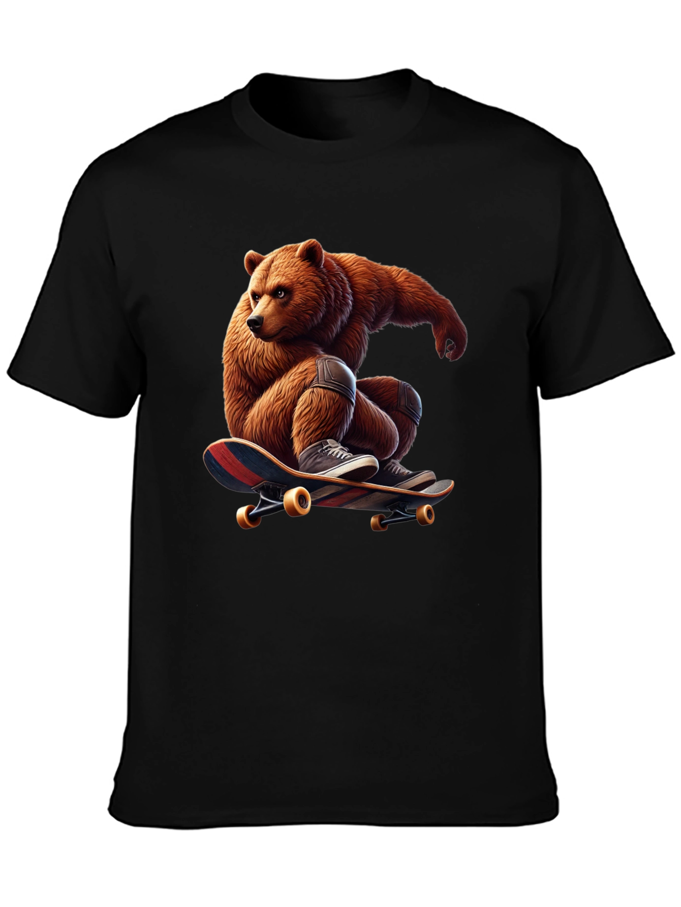 Bear Skateboard Graphic Tee - Cool Animal Design