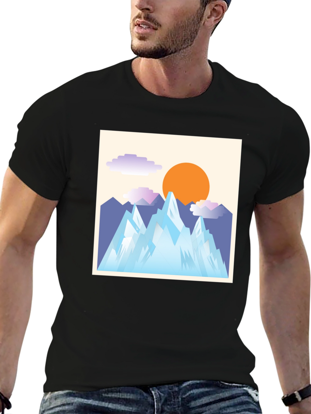 Abstract Mountain Scene Graphic Tee