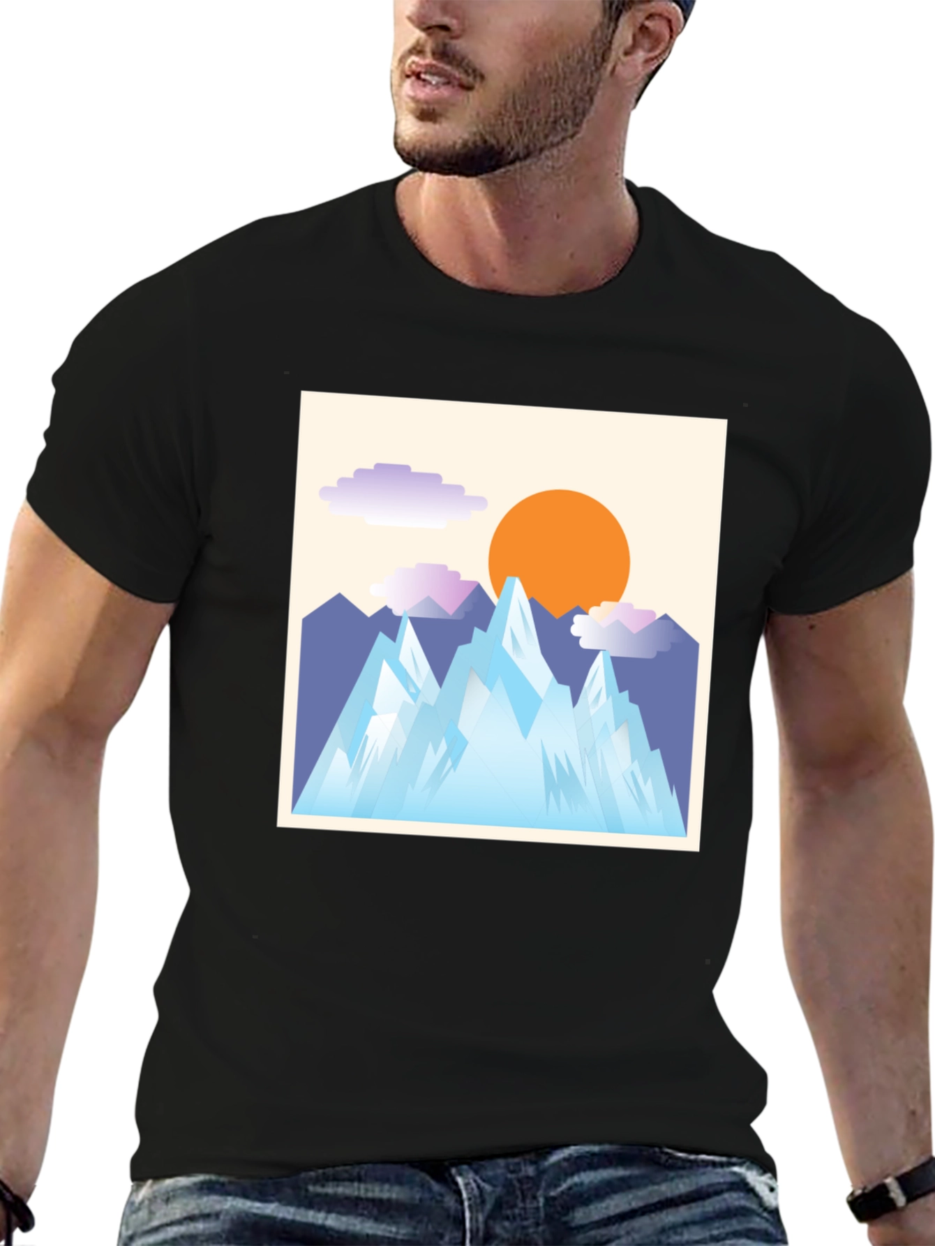 Abstract Mountain Scene Graphic Tee
