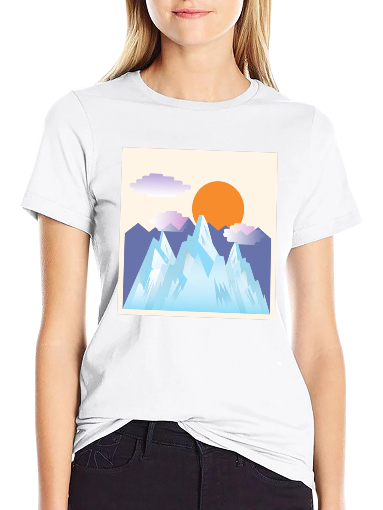 Abstract Mountain Scene Graphic Tee
