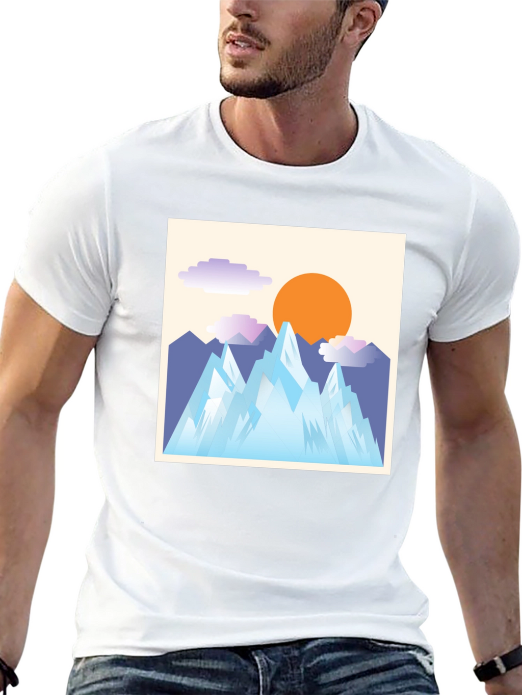 Abstract Mountain Scene Graphic Tee