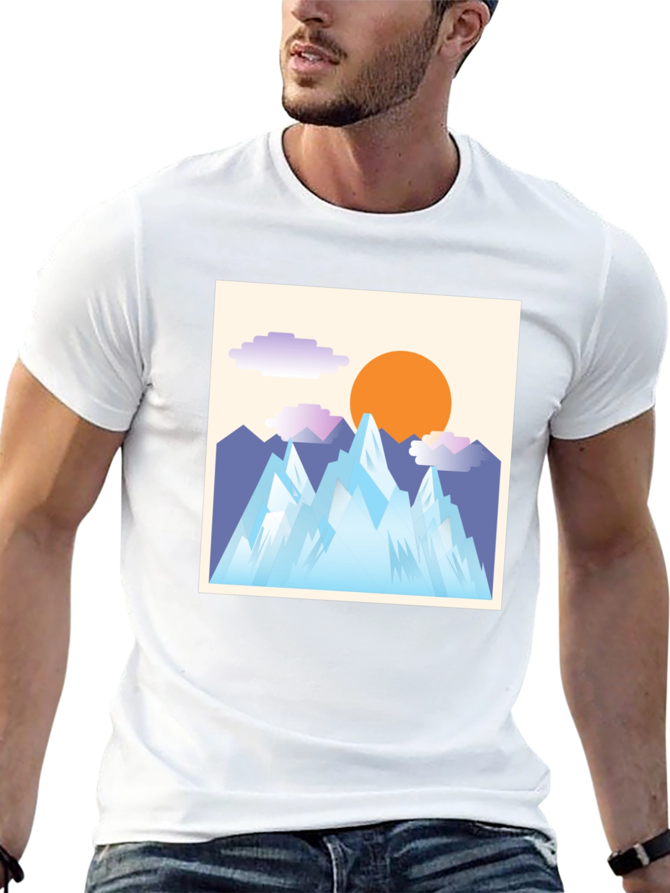 Abstract Mountain Scene Graphic Tee