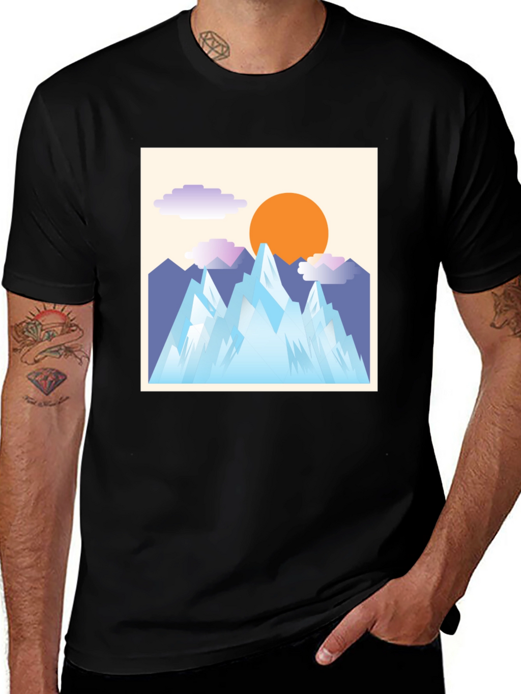 Abstract Mountain Scene Graphic Tee