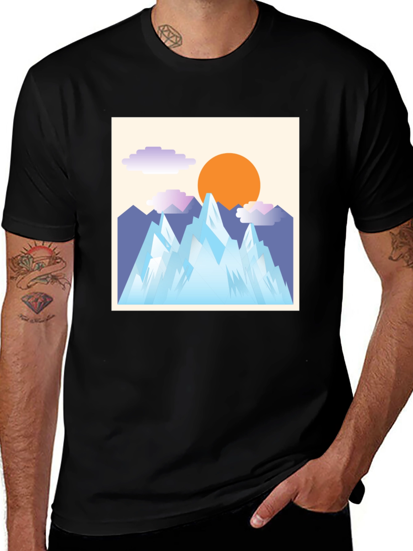 Abstract Mountain Scene Graphic Tee