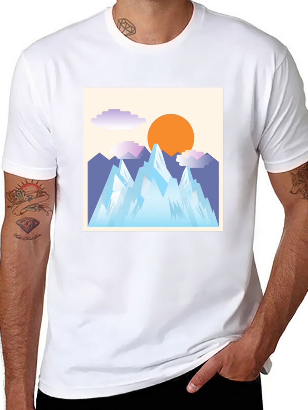 Abstract Mountain Scene Graphic Tee