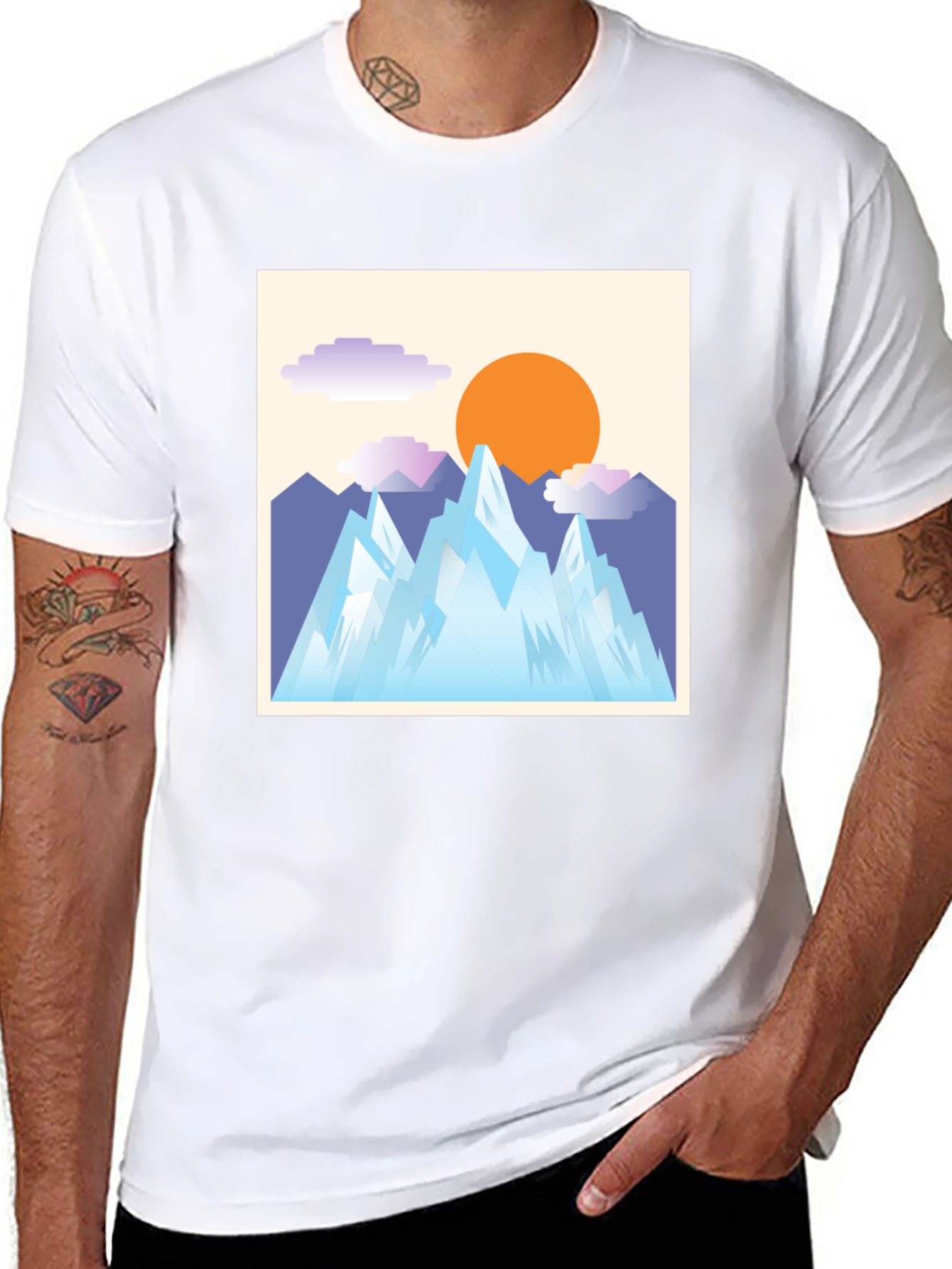 Abstract Mountain Scene Graphic Tee
