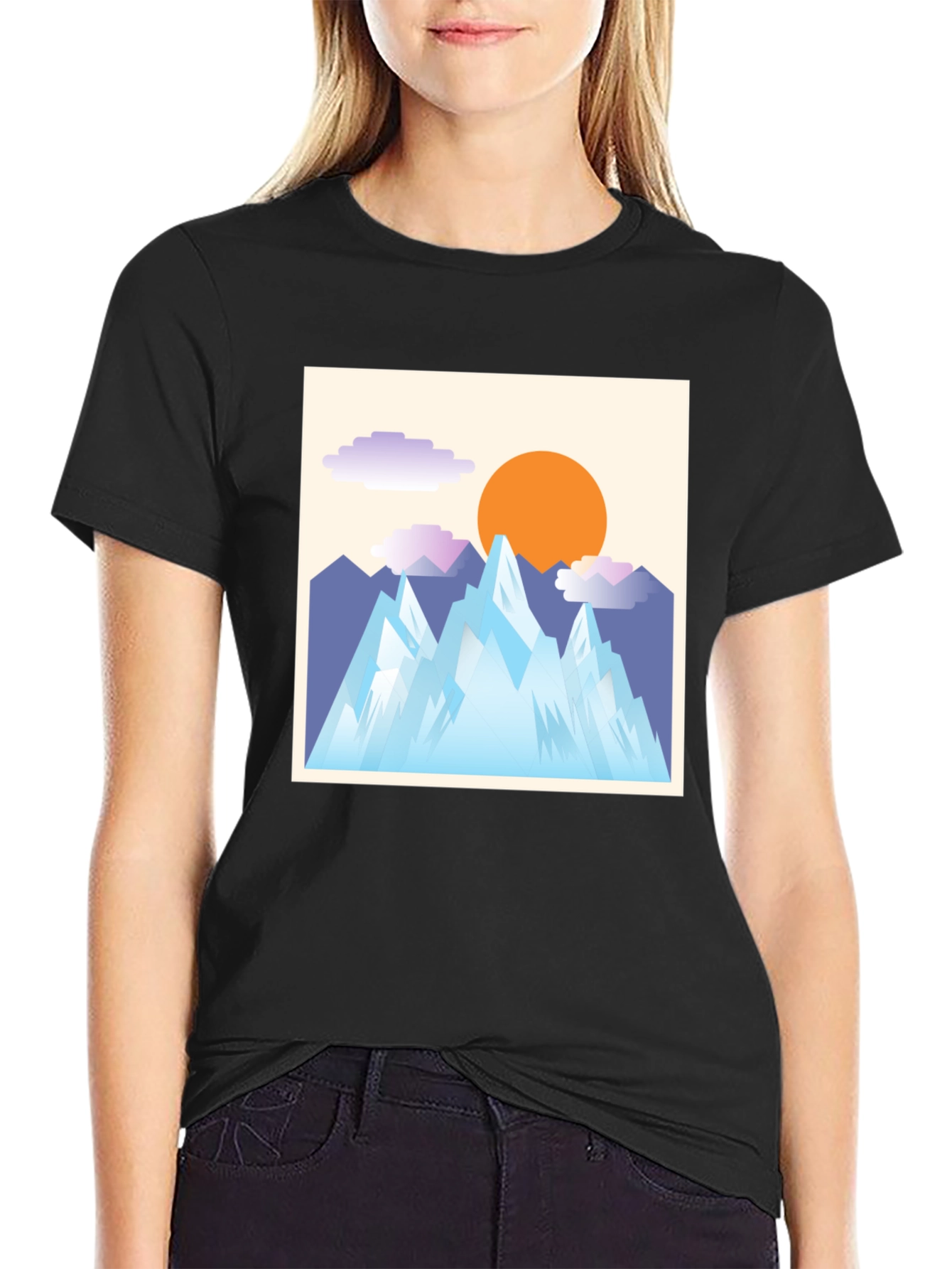 Abstract Mountain Scene Graphic Tee