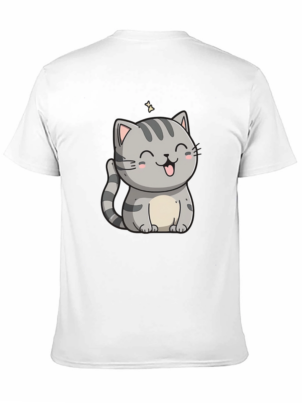 Cute Cartoon Cat Graphic Tee - Black