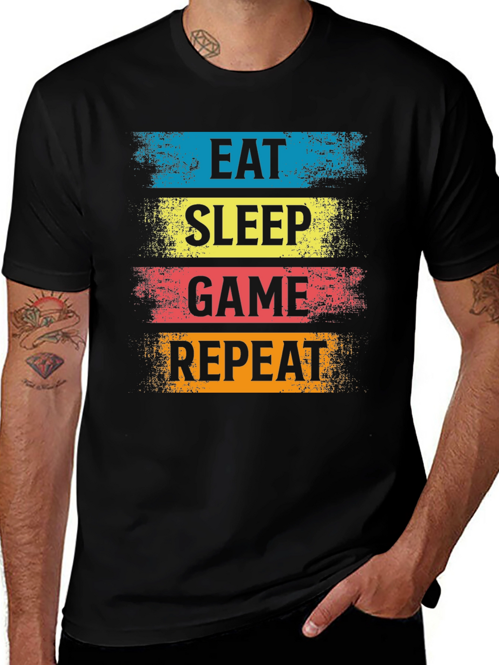 Eat Sleep Game Repeat Black T-Shirt