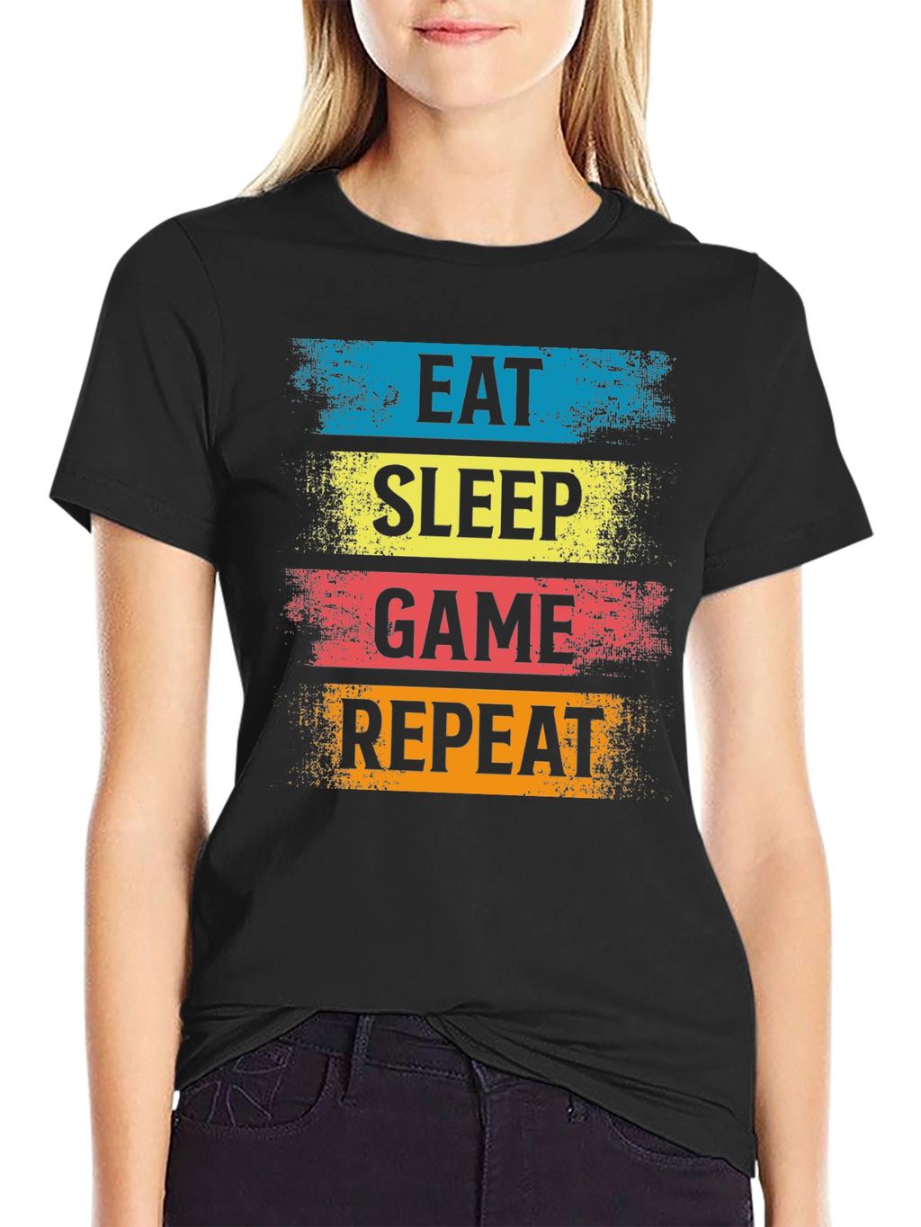 Eat Sleep Game Repeat Black T-Shirt