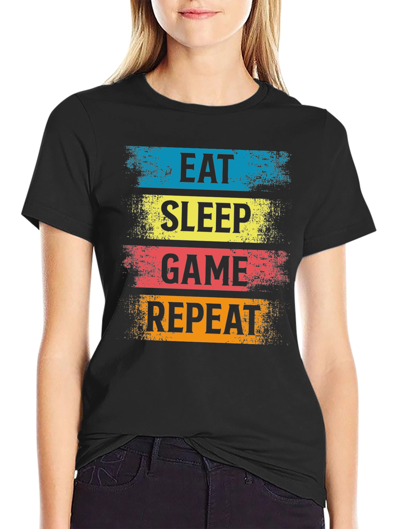 Eat Sleep Game Repeat Black T-Shirt