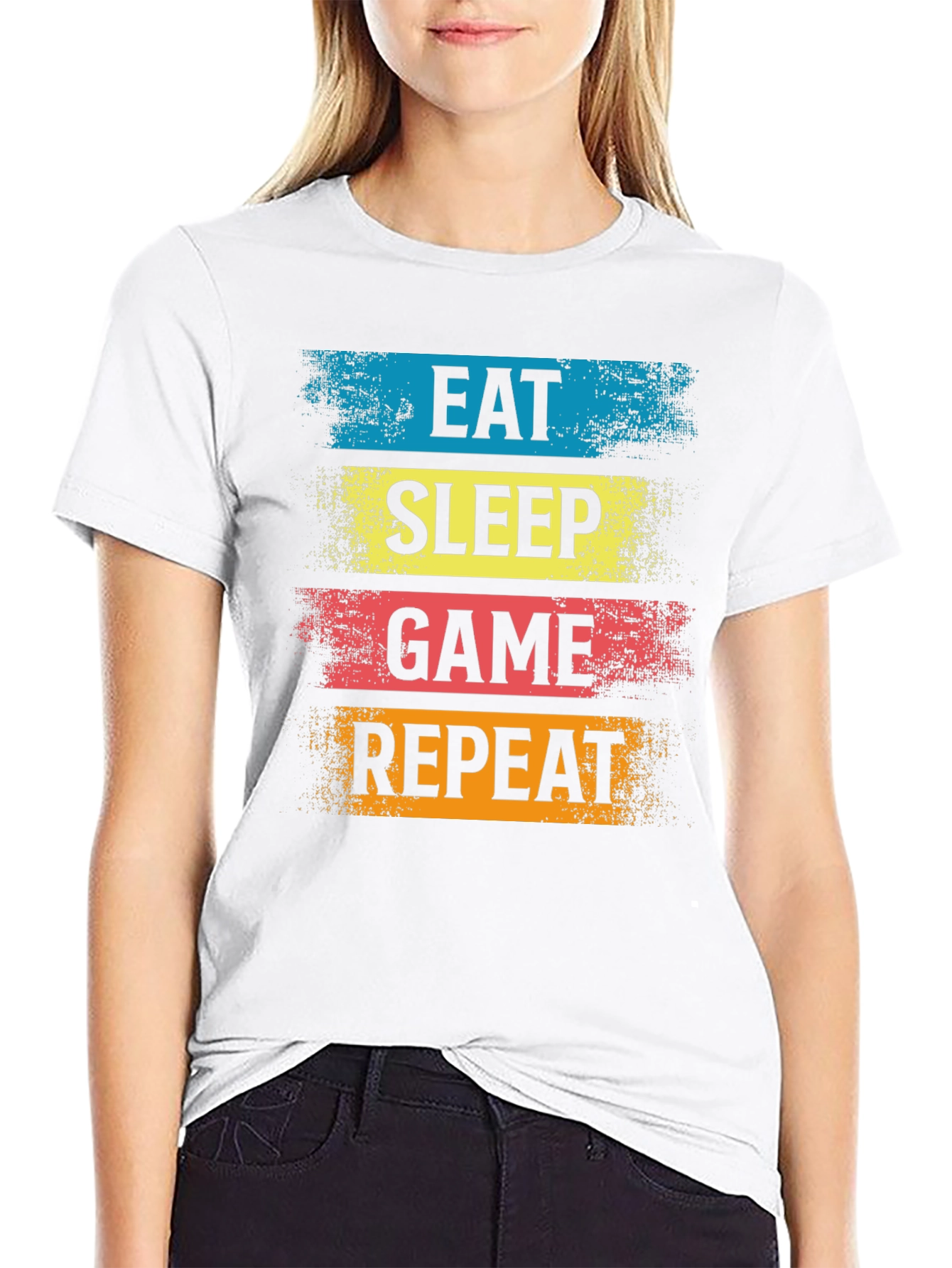 Eat Sleep Game Repeat Black T-Shirt