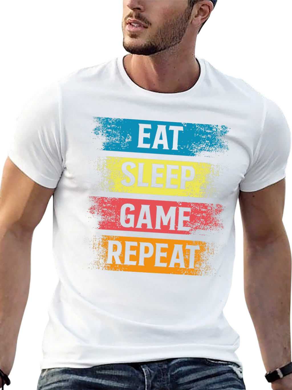 Eat Sleep Game Repeat Black T-Shirt