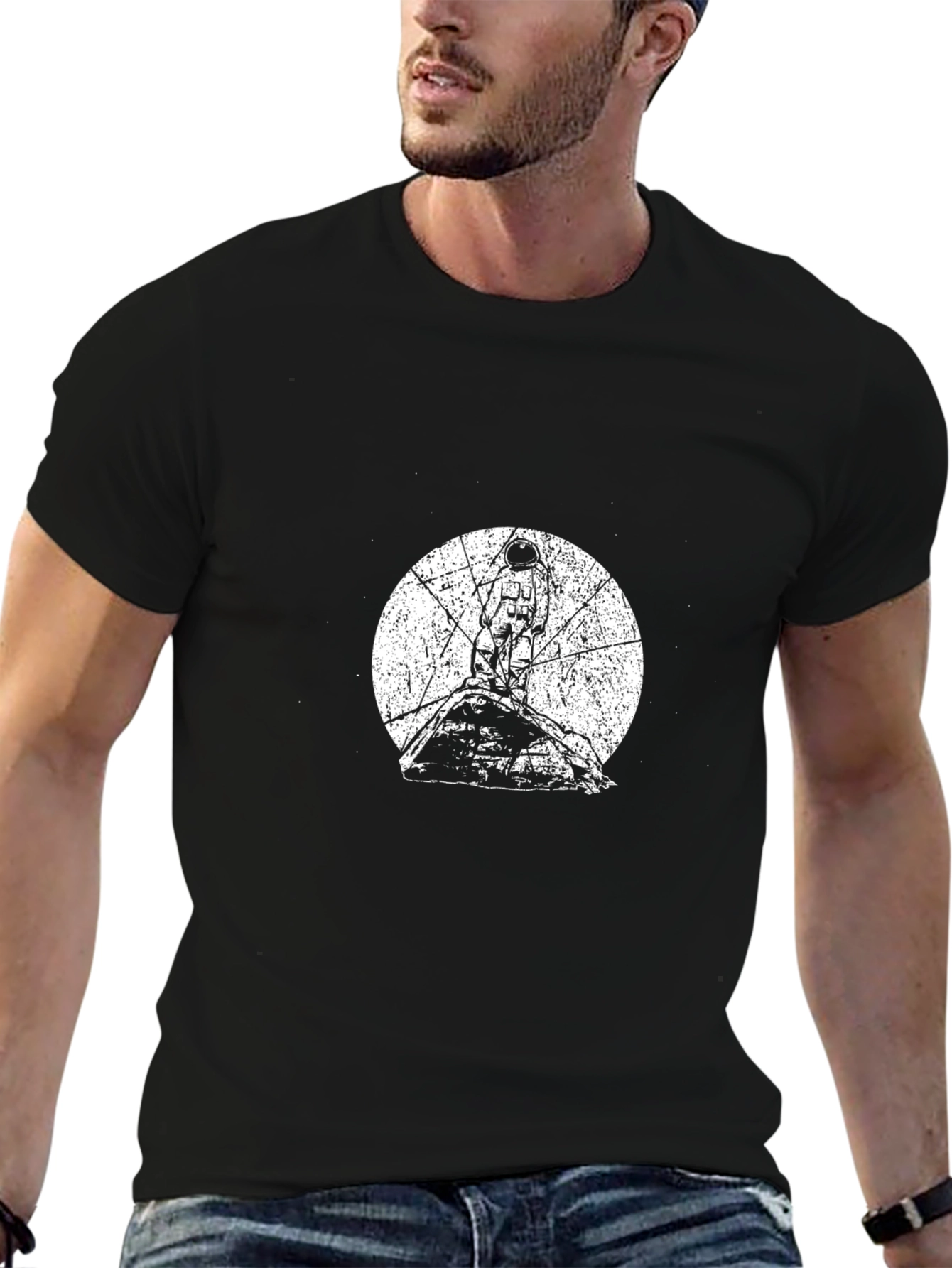 Astronaut Graphic Tee - Black Cotton Comfort