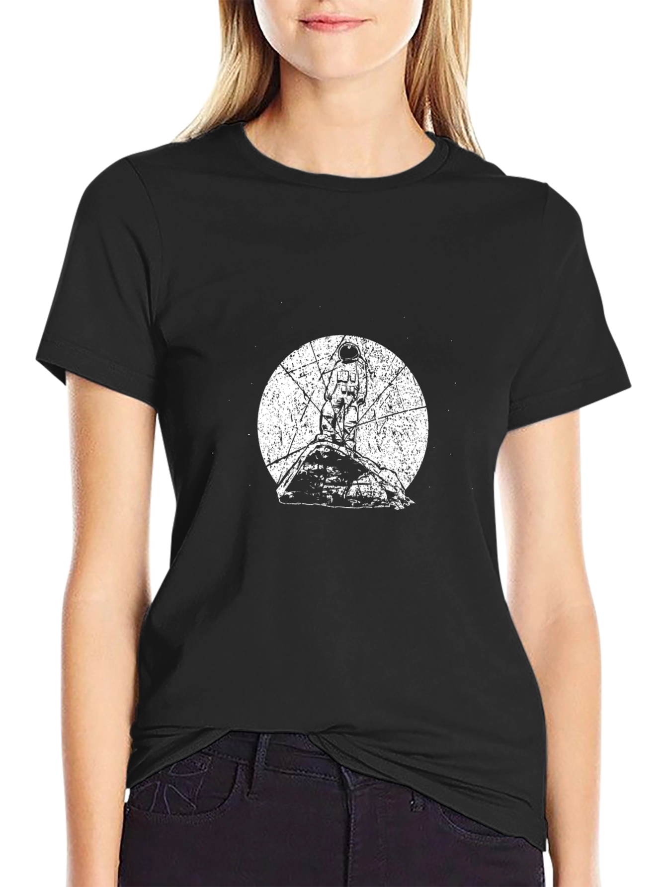 Astronaut Graphic Tee - Black Cotton Comfort