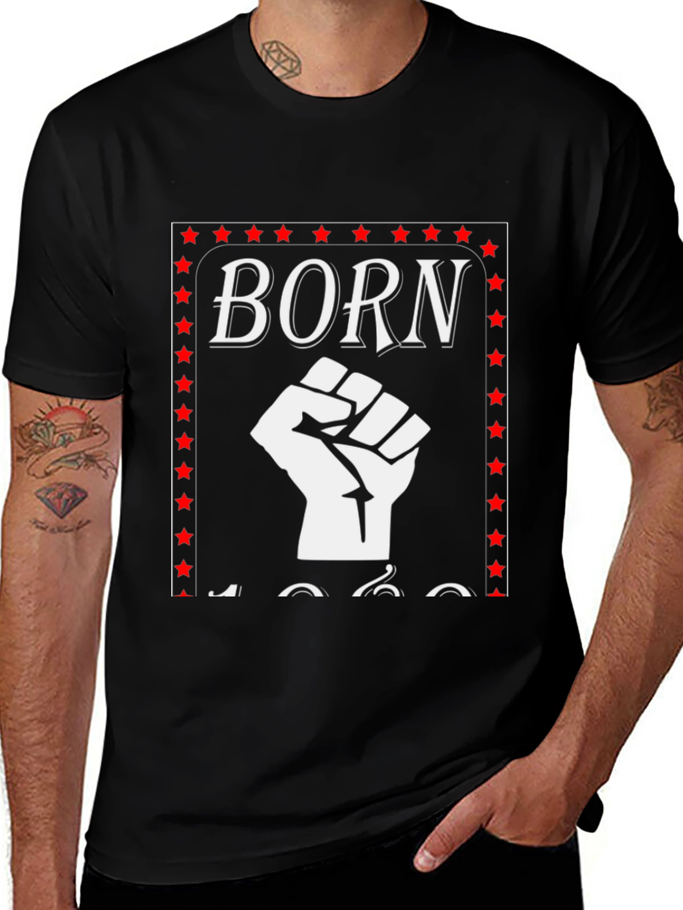Born In 1960s Fist Graphic T-Shirt