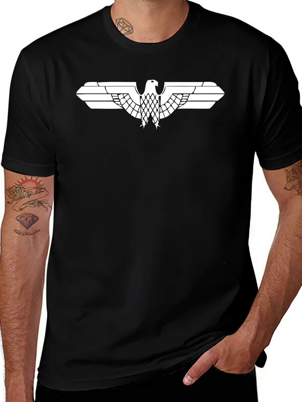 Black T-Shirt with Eagle Design