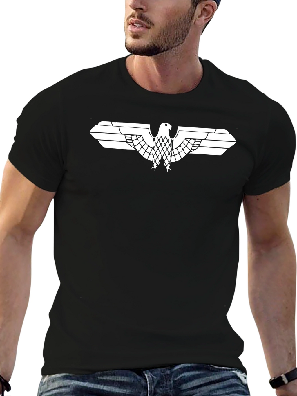 Black T-Shirt with Eagle Design