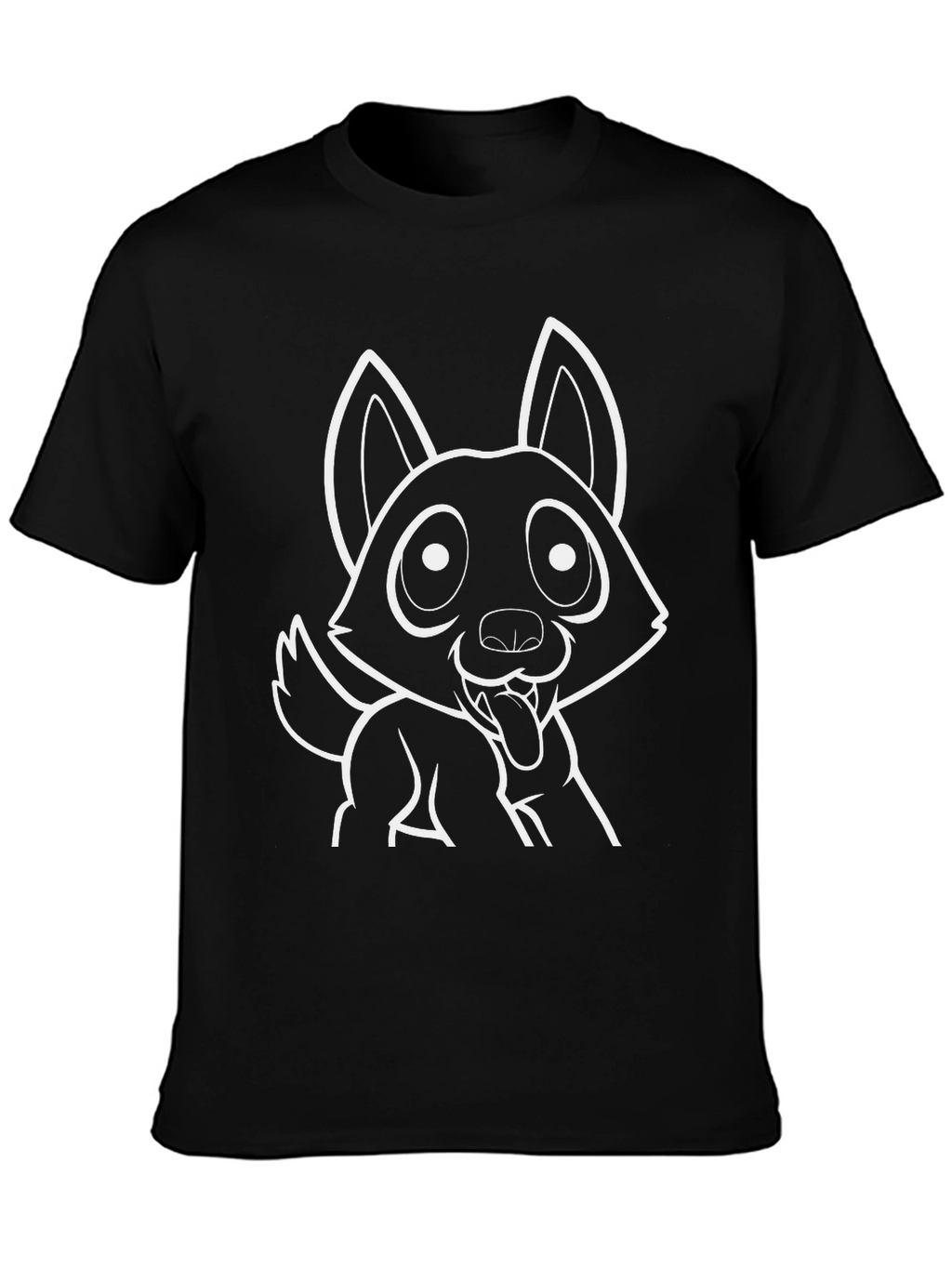 Cartoon Dog Graphic Black T-Shirt