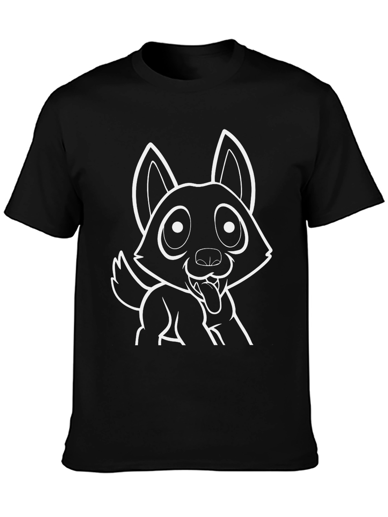 Cartoon Dog Graphic Black T-Shirt