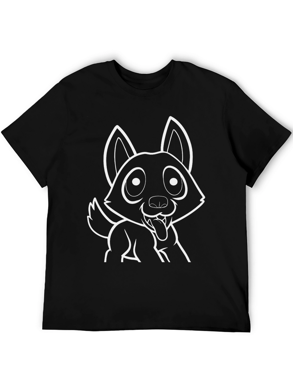 Cartoon Dog Graphic Black T-Shirt