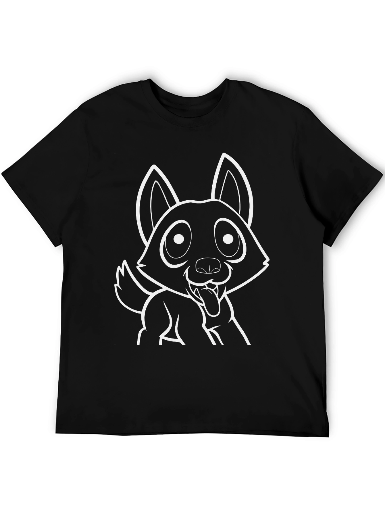 Cartoon Dog Graphic Black T-Shirt